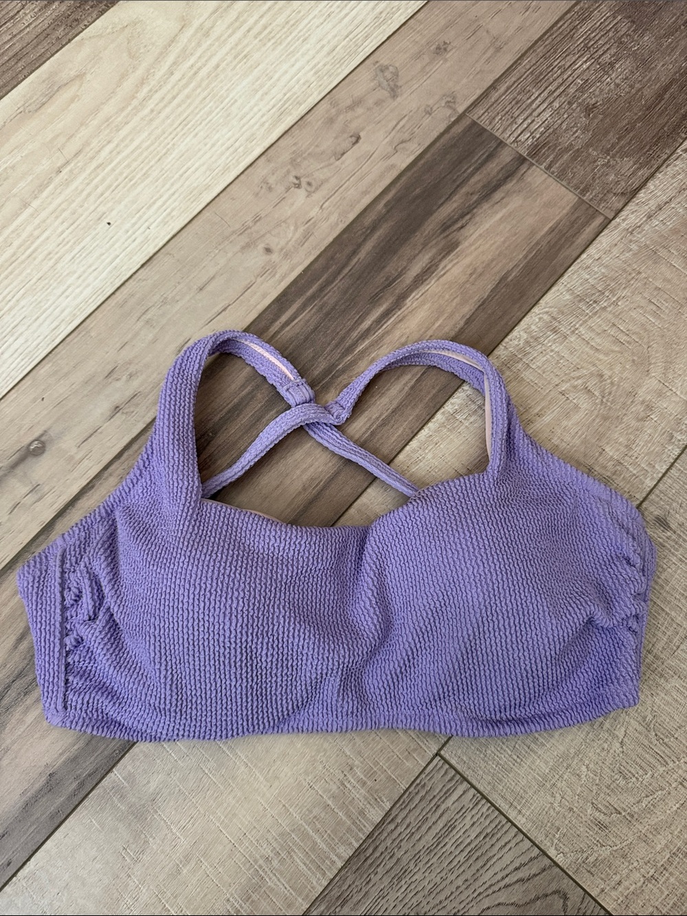 Shade & Shore Lavender Textured Swim Bralette with Crossback Straps